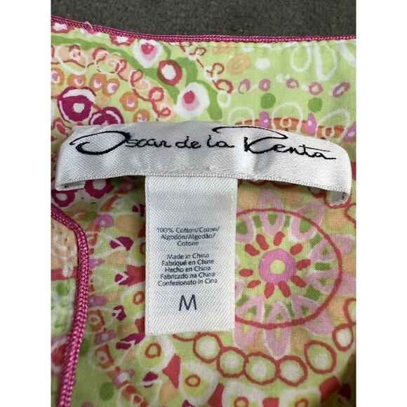 Oscar de la Renta Green Mandala Print Cotton Tunic Dress Size M Boho Resort - Picture 8 of 8